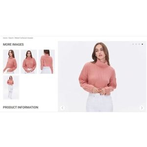 NWOT Forever 21 F21 Pink Turtleneck Cropped Sweater, Women's Medium